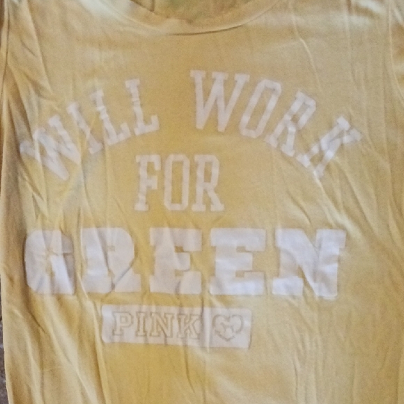 PINK Victoria's Secret Yellow Tee with Graphic Print - Picture 1 of 7